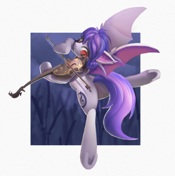 Size: 2189x2200 | Tagged: safe, artist:v-nico, derpibooru import, oc, oc only, bat pony, pony, bat pony oc, musical instrument, solo