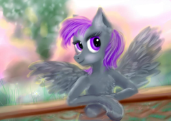 Size: 1024x724 | Tagged: safe, artist:ibelieveicanfly88, derpibooru import, oc, oc:morning glory (project horizons), pegasus, pony, fallout equestria, fallout equestria: project horizons, fanfic art, female, female oc, mare, mare oc, outdoors, pegasus oc, solo, spread wings, wings