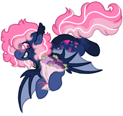 Size: 1056x1000 | Tagged: safe, artist:kazmuun, derpibooru import, oc, oc:phantasmal luminescence, bat pony, pony, bouquet, female, flower, glasses, mare, simple background, solo, transparent background