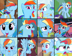 Size: 916x719 | Tagged: safe, derpibooru import, edit, edited screencap, screencap, rainbow dash, pegasus, pony, a bird in the hoof, fall weather friends, g4, newbie dash, sparkle's seven, sweet and elite, testing testing 1-2-3, the ending of the end, the super speedy cider squeezy 6000, three's a crowd, alternate hairstyle, bound wings, cropped, dynamic dash, golden oaks library, megaradash, rainbow dash is best facemaker, tongue, tongue out, trade ya!, wings