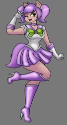 Size: 323x600 | Tagged: artist needed, source needed, safe, derpibooru import, oc, oc only, anthro, boots, clothes, gloves, gray background, high heel boots, sailor moon (series), sailor uniform, shirt, shoes, simple background, skirt, solo, uniform