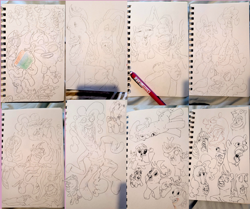 Size: 2048x1713 | Tagged: safe, artist:applebeans, derpibooru import, applejack, fluttershy, pinkie pie, rainbow dash, twilight sparkle, g4, cyriak, meatcanyon, pencil drawing, traditional art