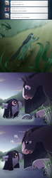 Size: 1500x5059 | Tagged: safe, artist:drxii, derpibooru import, oc, oc:eschar, oc:ipsywitch, earth pony, pony, g4, ask, dialogue, draft horse, escher (drxii), female, looking at each other, looking at someone, swimming, tumblr, underwater, water, wet, wet mane