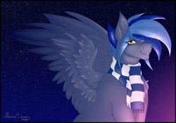 Size: 5100x3570 | Tagged: safe, artist:mustarddreams, derpibooru import, oc, oc only, oc:pixi feather, pegasus, clothes, cute, night, pegasus oc, scarf, stars