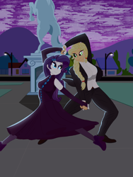 Size: 3000x4000 | Tagged: safe, artist:alkabiadiz, derpibooru import, applejack, rarity, human, equestria girls, g4, dancing, digital art, duo, duo female, female, lesbian, rarijack, shipping