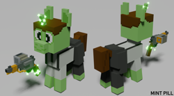 Size: 3915x2160 | Tagged: safe, artist:mint pill, derpibooru import, oc, oc only, oc:mint pill, pony, unicorn, bioshock, bioshock pony (mint pill), gun, handgun, horn, magic, male, minecraft, revolver, solo, stallion, telekinesis, weapon