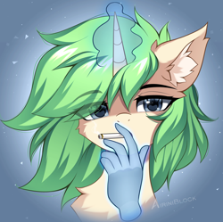 Size: 1240x1233 | Tagged: safe, artist:airiniblock, derpibooru import, oc, oc only, pony, unicorn, chest fluff, cigarette, cute, ear fluff, ears, hand, horn, icon, magic, magic hands, smoking, solo, unicorn oc, wingding eyes