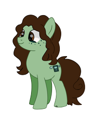 Size: 1240x1754 | Tagged: safe, artist:galactichooves, derpibooru import, oc, oc only, oc:ponysona, earth pony, pony, brown mane, colored, freckles, green, ibispaint x, ponysona, simple, simple background, solo, transparent background