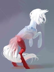 Size: 1900x2500 | Tagged: safe, artist:yanisfucker, derpibooru import, oc, oc only, earth pony, pony, abstract background, coat markings, concave belly, female, rearing, solo, thin