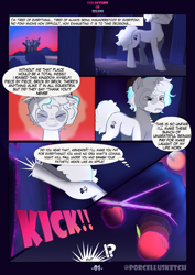 Size: 4961x7016 | Tagged: safe, artist:porcellus, derpibooru import, oc, oc only, pony, comic:the return of selene, alternate universe, comic, solo, speech bubble, text