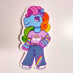 Size: 2127x2128 | Tagged: safe, artist:milliedubois, derpibooru import, rainbow dash (g3), earth pony, semi-anthro, g3, female, mare, solo, sticker