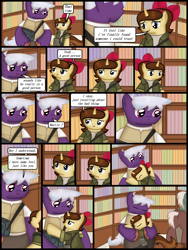 Size: 1750x2333 | Tagged: safe, artist:99999999000, derpibooru import, oc, oc only, oc:firearm king, oc:mar baolin, earth pony, unicorn, comic:affection, book, comic, duo, female, horn, hug, male