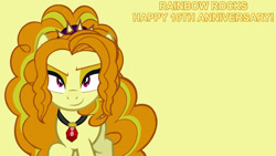 Size: 1920x1080 | Tagged: safe, artist:dragonmaster137, derpibooru import, edit, editor:jaredking779, adagio dazzle, earth pony, pony, equestria girls, g4, rainbow rocks, disguise, disguised siren, earth pony adagio dazzle, equestria girls ponified, female, gem, looking at you, mare, ponified, rainbow rocks 10th anniversary, simple background, siren gem, smiling, smiling at you, smirk, species swap, yellow background