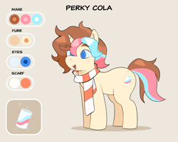 Size: 10417x8334 | Tagged: safe, artist:vital, derpibooru import, oc, oc only, oc:perky cola, pony, unicorn, clothes, horn, reference sheet, scarf, solo, striped scarf