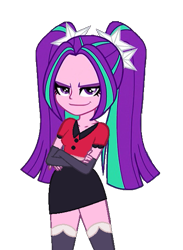 Size: 431x589 | Tagged: safe, artist:robertsonskywa1, derpibooru import, aria blaze, equestria girls, g4, rainbow rocks, clothes, crossed arms, female, hazbin hotel, hellaverse, photo, rainbow rocks 10th anniversary, simple background, solo, transparent background, vaggie