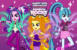 Size: 5100x3300 | Tagged: safe, artist:julie-z, derpibooru import, adagio dazzle, aria blaze, sonata dusk, human, equestria girls, g4, rainbow rocks, female, pony ears, rainbow rocks 10th anniversary, the dazzlings, trio, trio female