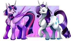 Size: 2100x1200 | Tagged: safe, artist:legendaryshadee, derpibooru import, rarity, twilight sparkle, twilight sparkle (alicorn), alicorn, pony