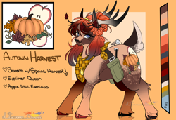 Size: 1750x1200 | Tagged: safe, artist:legendaryshadee, derpibooru import, oc, oc:autumn harvest, deer, deer pony, hybrid, original species, female, reference sheet, solo