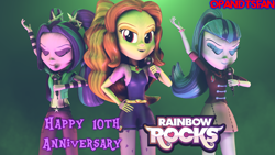 Size: 3840x2160 | Tagged: safe, artist:optimussparkle, derpibooru import, adagio dazzle, aria blaze, sonata dusk, human, equestria girls, g4, rainbow rocks, 3d, microphone, rainbow rocks 10th anniversary, source filmmaker, the dazzlings