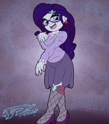 Size: 3700x4200 | Tagged: safe, artist:digi1talpho3nix, derpibooru import, rarity, human, equestria girls, g4, clothes, ear piercing, glasses, looking at you, open mouth, piercing, shoes