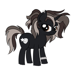 Size: 4608x4608 | Tagged: safe, artist:iamaveryrealperson, derpibooru exclusive, derpibooru import, oc, oc only, oc:dusk crescendo, pony, unicorn, bracelet, closed mouth, colored, doodle, ear piercing, eyelashes, female, guitar, horn, jewelry, looking sideways, mare, multicolored hair, multicolored mane, multicolored tail, musical instrument, piercing, ponified, scar, simple background, smiling, solo, species swap, standing, tail, trans female, transgender, transgender oc, transparent background, unicorn horn, unicorn oc