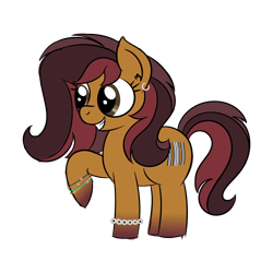 Size: 4608x4608 | Tagged: safe, artist:iamaveryrealperson, derpibooru exclusive, derpibooru import, oc, oc only, oc:maple chord, earth pony, pony, bracelet, closed mouth, colored, doodle, ear piercing, earth pony oc, eyelashes, female, gradient hooves, guitar, jewelry, lesbian, looking sideways, mare, multicolored hair, multicolored mane, multicolored tail, musical instrument, piercing, ponified, simple background, smiling, solo, species swap, standing, tail, teeth, transparent background