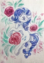 Size: 2657x3839 | Tagged: safe, artist:amishy, artist:jsunlight, derpibooru import, rarity, pony, unicorn, collaboration, g4, horn, solo, traditional art, watercolor painting