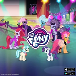 Size: 1080x1080 | Tagged: safe, derpibooru import, coco pommel, rarity, earth pony, unicorn, g4, curly rarity-pommel model, elegant rarity-pommel model, gameloft, gothic rarity-pommel model, graceful rarity-pommel model, horn, manehattan fashion model, model