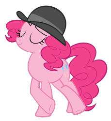 Size: 2750x3000 | Tagged: safe, artist:originalcanadian, derpibooru import, pinkie pie, earth pony, g4, mmmystery on the friendship express, bowler hat, eyes closed, hat, simple background, solo, transparent background, watson