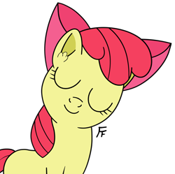 Size: 2730x2715 | Tagged: safe, artist:frownfactory, derpibooru import, apple bloom, earth pony, g4, adorabloom, apple bloom's bow, bow, cute, eyes closed, female, filly, foal, hair bow, solo