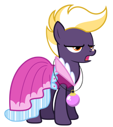 Size: 5881x6625 | Tagged: safe, artist:estories, derpibooru import, oc, oc only, oc:wildheart, earth pony, pony, g4, absurd resolution, christmas ball, clothes, dress, female, mare, simple background, solo, transparent background, unamused, vector