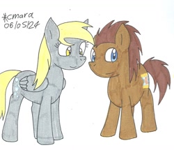 Size: 1313x1130 | Tagged: safe, artist:cmara, derpibooru import, derpy hooves, doctor whooves, g4, duo, duo male and female, female, male, simple background, white background