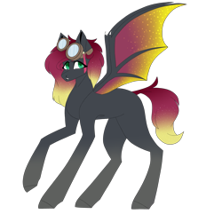 Size: 2449x2449 | Tagged: safe, artist:cookieholderowo, derpibooru import, oc, bat pony, female, goggles, mare, simple background, solo, transparent background