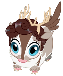 Size: 3186x3812 | Tagged: safe, artist:rrd-artist, derpibooru import, oc, oc only, oc:fluffy peryton, deer, deer pony, original species, peryton, antlers, big eyes, blue eyes, claws, cloven hooves, commission, curly hair, curly mane, cute, fangs, feather, lying down, male, ponyloaf, prone, simple background, solo, stare, transparent background, ych result