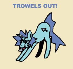 Size: 661x626 | Tagged: safe, anonymous artist, derpibooru import, oc, oc only, oc:trowels out, unicorn, brick booty lore, horn, iwtcird, meme, simple background, solo, trowel