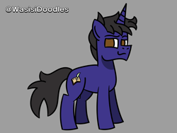 Size: 6000x4500 | Tagged: safe, artist:alejandrogmj, artist:wasisi, derpibooru import, oc, oc only, oc:flash macintosh, unicorn, doodle, gray background, horn, simple background, solo, unicorn oc