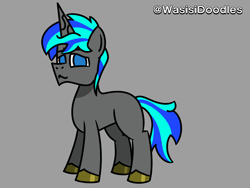 Size: 6000x4500 | Tagged: safe, artist:alejandrogmj, artist:wasisi, derpibooru import, oc, oc only, oc:sama, unicorn, doodle, gray background, horn, male, simple background, solo, unicorn oc