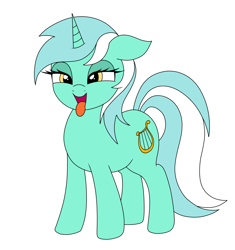 Size: 2000x2132 | Tagged: safe, alternate version, artist:vomitvomiting, derpibooru import, lyra heartstrings, pony, unicorn, g4, cute, ears, female, floppy ears, horn, lyrabetes, mare, open mouth, simple background, solo, tongue, tongue out, white background