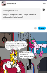 Size: 1173x1824 | Tagged: safe, artist:ask-luciavampire, derpibooru import, oc, pony, undead, vampire, vampony, ask, blood, misspelling, sleeping, tumblr