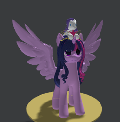 Size: 280x284 | Tagged: safe, derpibooru import, rarity, twilight sparkle, twilight sparkle (alicorn), alicorn, pony, g4, 3d, female, mare, roblox, solo, spread wings, wings