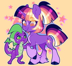 Size: 1024x943 | Tagged: safe, artist:sadelinav, derpibooru import, spike, twilight sparkle, pony, alternate design