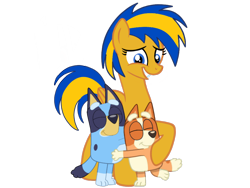 Size: 2048x1536 | Tagged: safe, artist:mlpfan3991, artist:ry-bluepony1, artist:shieldwingarmorofgod, derpibooru import, oc, oc:flare spark, dog, pegasus, pony, g4, bingo heeler, bluey, bluey heeler, female, pegasus oc, simple background, transparent background