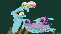 Size: 1280x720 | Tagged: safe, derpibooru import, edit, edited screencap, editor:umsx, screencap, starlight glimmer, pony, unicorn, a royal problem, g4, adult swim, cartoon network, hand, horn, mr landlord, shitposting, sleeping, smiling friends, unconscious