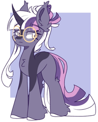 Size: 926x1156 | Tagged: safe, artist:cinnamontee, derpibooru import, twilight sparkle, unicorn twilight, unicorn, g4, alternate design, chest fluff, ear fluff, ears, female, glasses, hoof fluff, horn, mare, passepartout, solo