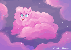 Size: 3564x2500 | Tagged: safe, artist:flaavii, derpibooru import, oc, oc only, oc:fluffle puff, earth pony, pony, cloud, cloud pony, cute, female, high res, mare, outdoors, signature, silly, smiling, solo, stars, tongue, tongue out