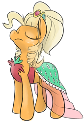 Size: 1000x1460 | Tagged: safe, artist:martinhello, derpibooru import, applejack, g4, applejewel, clothes, dress, simple background, white background