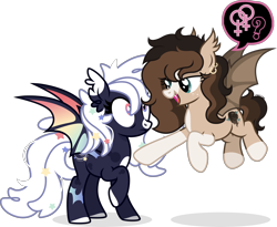 Size: 3600x2946 | Tagged: safe, artist:cirillaq, derpibooru import, oc, oc:cosmic whirl, oc:ryolit, bat pony, pony, duo, duo female, female, female symbol, lesbian, lesbian symbol, mare, mare on mare, pictogram, pony on pony action, simple background, transparent background