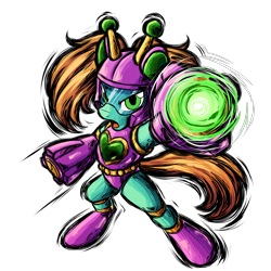 Size: 3600x3600 | Tagged: safe, artist:thescornfulreptilian, derpibooru import, oc, oc only, oc:goldheart, pony, robot, robot pony, arm cannon, clothes, commission, helmet, leotard, simple background, solo, transparent background, weapon