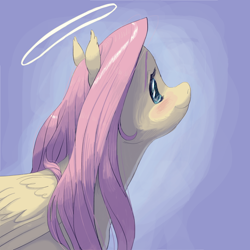 Size: 1280x1280 | Tagged: safe, artist:universalheart, derpibooru import, fluttershy, pegasus, pony, g4, halo, solo