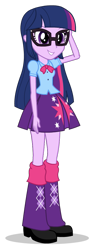 Size: 403x1047 | Tagged: safe, artist:cwt10101, derpibooru import, edit, editor:pedro123emanuel, twilight sparkle, human, equestria girls, g4, accessory swap, clothes, cutie mark on clothes, female, glasses, simple background, skirt, solo, transparent background, twilight sparkle's skirt, vector